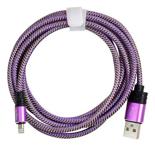 Cable Lightning Compatible iPhone 1,8 Mts 2.4a Tela Nisuta Color Violeta