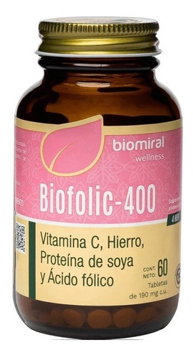 Biofolic-400 / Vitamina C, Acido Folico / C/60 Tabs Biomiral