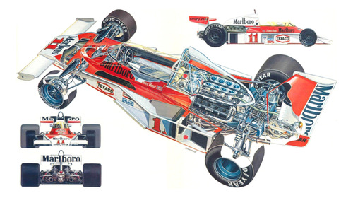 Auto De Carrera Formula 1 Estructura - Lámina 45x30 Cm.
