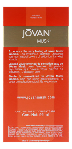 Perfume Jovan Musk Cologne Concentrado En Aerosol, 100 Ml, P
