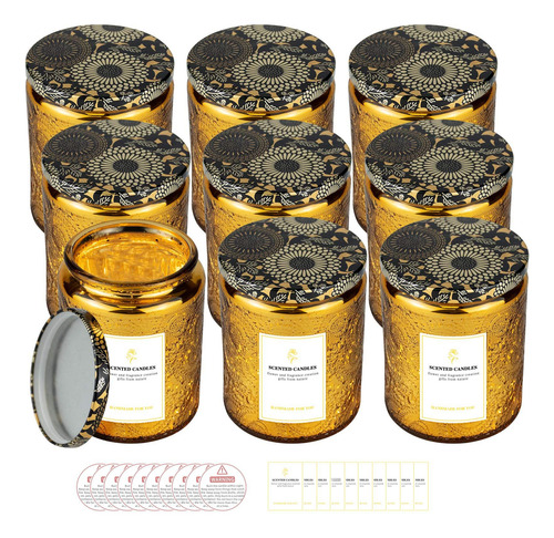 Contenedor De Velas De Vidrio 9 Tarros Amarillos 250 Ml