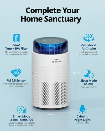 Purificador De Aire Para Dormitorio Y Hogar Filtro Hepa 810 Blanco