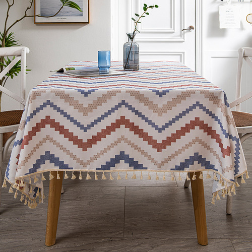 Mantel De Mesa Con Borlas, Impermeable, Poliéster, Para Cena