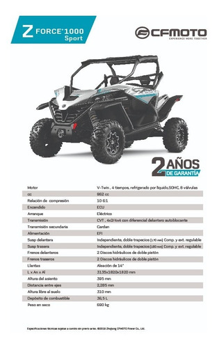 Imagen 2 de 19 de Utv Zforce 1000 Sport -palermo Bikes-