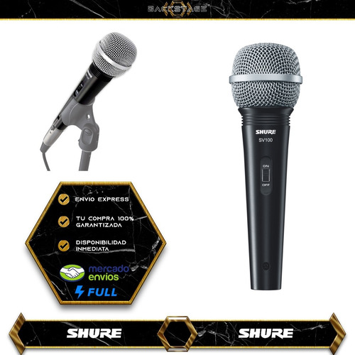 Micrófono Shure Sv100 Vocal Cardioide C/cable Xlr A 1/4plug
