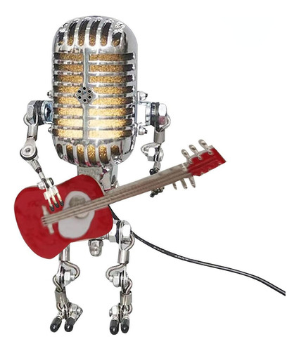 Micrófono Robot Lámpara De Mesa Guitarra Luz