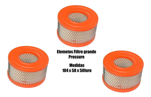 Kit Com 3 Refil Elemento Filtro Compressor 104 X 58 X 50