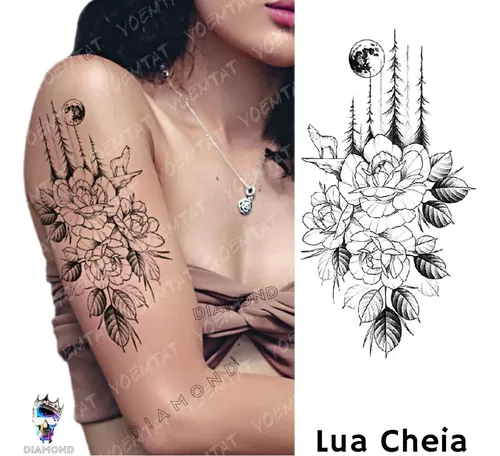 Tatuagens Femininas Temporária Para Mãos Removível 21x14cm