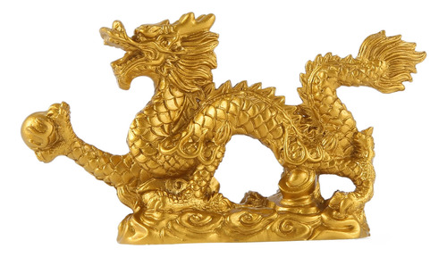 Estátua De Dragão Dourado Chinês Para Decoração De Animais H