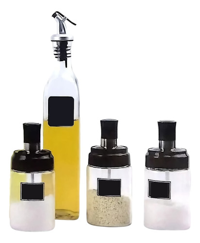 Set Cocina 1 Alcuza Aceitero Vinagrero 3 Condimentero Vidrio