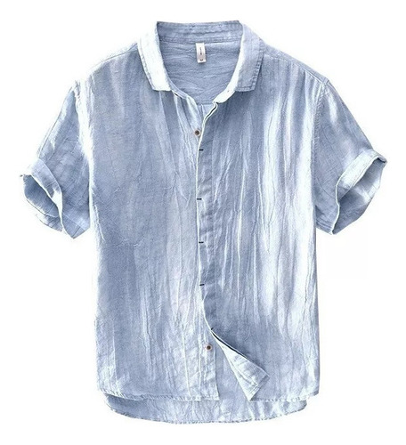 Camisas Vintage Hombre Manga Corta 100% Lino