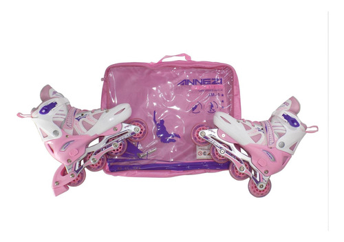 Imagen 5 de 10 de Rollers In Line Annezi Jm-1 Abec 9 Extensibles Rosa Annezi