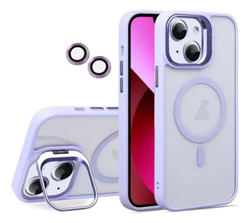Funda Magnética Stand Para Iphone + Protector De Cámara Iphone 14 Pro Max Gris