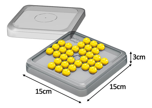 Jogo De Tabuleiro Peg Solitaire, 5,91 Polegadas X Amarelo