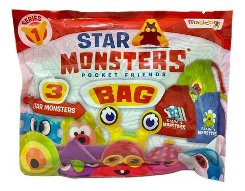 Sobre Star Monsters Pocket Friends Con 3 Figuras Bag Rojo