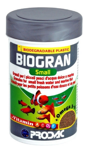 Alimento Prodac Biogran Small 45 Gramos Peces Tropicales Pequeños Granulado 