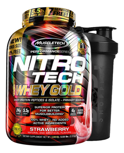 Nitro Tech Gold 2.5kg Isolada Hidrolisada - Muscletech + Coqueteleira