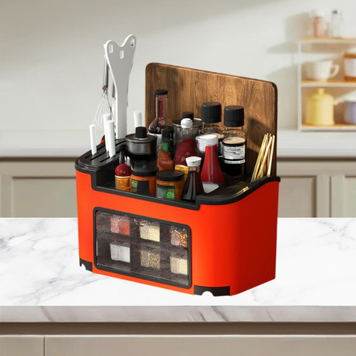 Organizador De Almacenamiento De Cocina Condimento Rojo