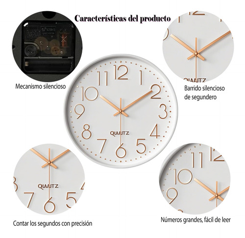Reloj De Pared Grande Sin Tictac Para Sala Y Dormitorio
