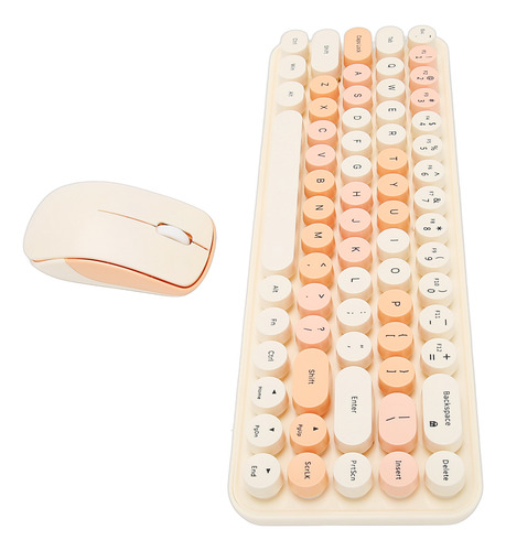 Combo De Mouse Del Teclado 2.4ghz Wireless Cute Retro 68