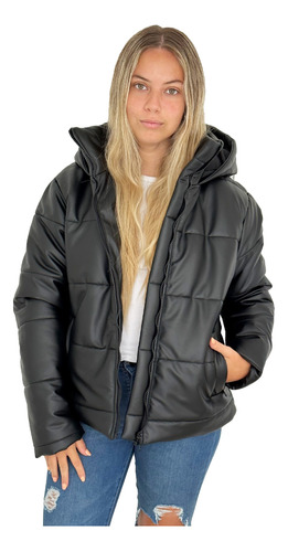 Customs Ba Campera Inflable Puffer Mujer Cuello Alto Negra 2