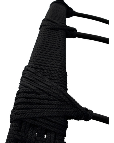 Balanço Ninho Suspenso Em Corda Náutica Luxo Cor Preto/branco