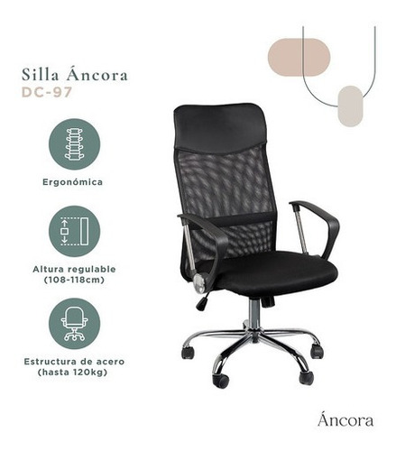 Silla De Oficina Áncora Ergonómica Con Almohadón Cervical