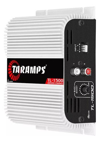 Amplificador Taramps Tl 1500 390 Watts 2 Ohmis Rca Y Entrada De Cable Tl1500 2 Canales Estéreo 95 Watts Rms 2 Ohmios Y 1 Canal De Bajo 200 Watts Rms 4 Ohmios Potencia Sonido Automotriz Blanco