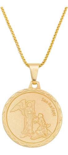 Tudo Jóias Medalla Arcángel San Rafael Unisex Chapada En Oro