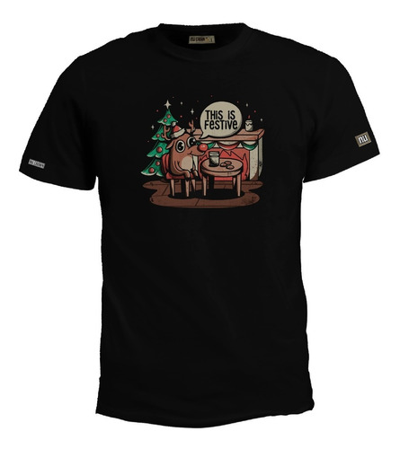 Camiseta Estampada Navidad Reno Perrito Llamas Meme Bto