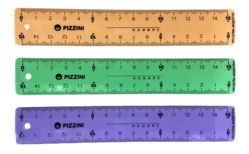 PIZZINI Regla Escolar Pastel 15 Cm. Reglas/Gomas/Sacapuntas