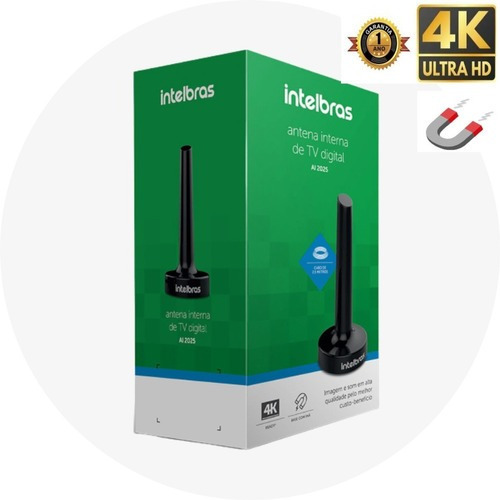 Imagem 3 de 6 de Antena Tv Digital Interna Ai 2025 Intelbras Cabo 2,5m Hdtv