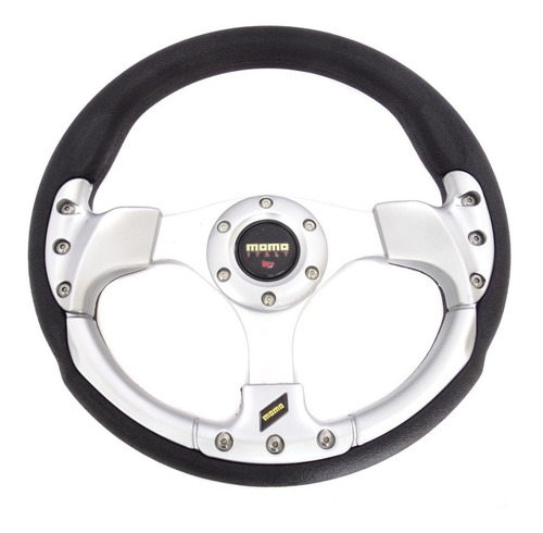Imagen 2 de 5 de Volante Deportivo Momo Plata Con Negro