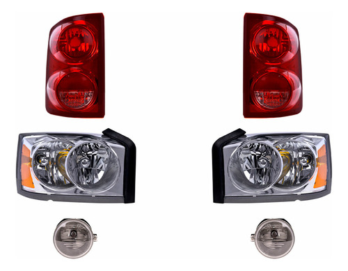 Paq Calaveras Y 4 Faros P/ Dodge Dakota 2005/2007 Depo