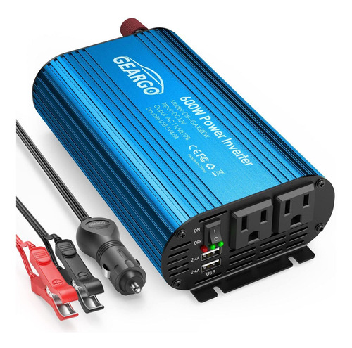 Geargo Inversor Corriente Para Automovil Cc Puerto Usb Dual