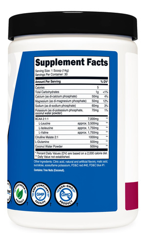 Suplemento Nutricost Bcaa + Hydration Powder 30 Porções
