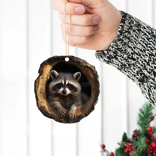 2 Pcs Adorno Árbol Navidad Colgante De Mapache Acrílico 2d