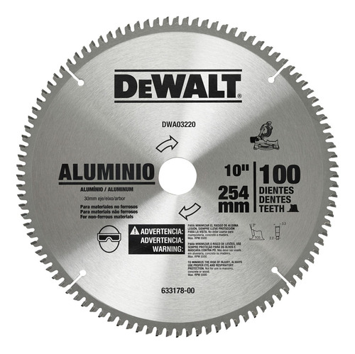 Disco De Sierra Dewalt Dwa03220 10 PuLG 100t Para Aluminio