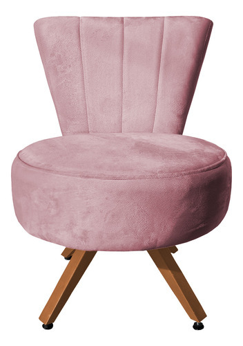 Poltrona Cadeira Decorativa Costurada Elegância Veludo Cor Rosa bebê