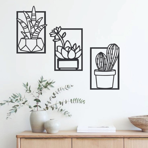 Cuadro Decorativo Lineal Cactus Y Suculentas Sucu 2