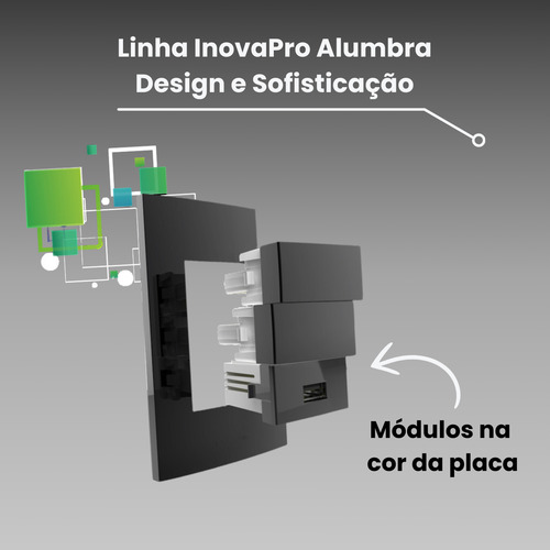 Placa Espelho 4x2 1 Mód Alumbra Inova Preto Ebano Fosc 85726