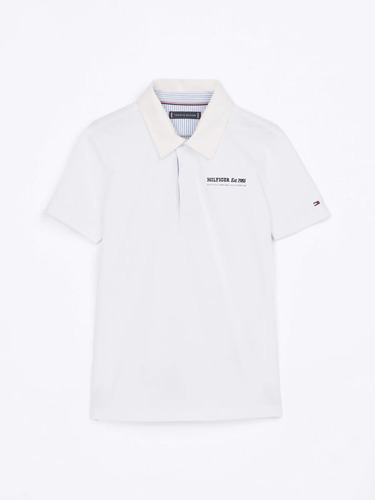 Polo Tommy Hilfiger Blanco Con Cuello A Contraste Para Niño
