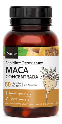 Maca Concentrada Energía Y Equilibro Hormonal Natier 50 Caps Neutro