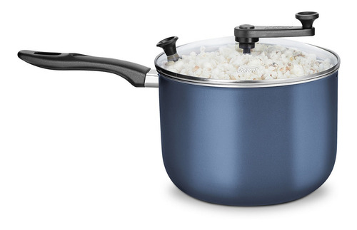 Pipoqueira Antiaderente 4,8 Litros Azul Panela Tampa Vidro