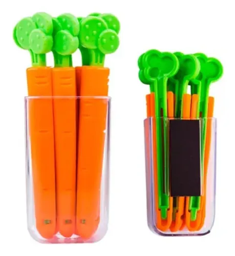 Clip Sellador De Bolsas X5 Pinza De Zanahoria Magnetico Color Naranja