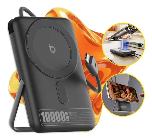 Basike Mini Power Bank Carregador Portátil Magnético Por Indução 10000mAh Magsafe PD 22.5w Turbo Rápido PD Tipo C USB C Sem Fio Universal Com Display Para iPhone Samsung Galaxy S24/S23 Motorola Xiaomi