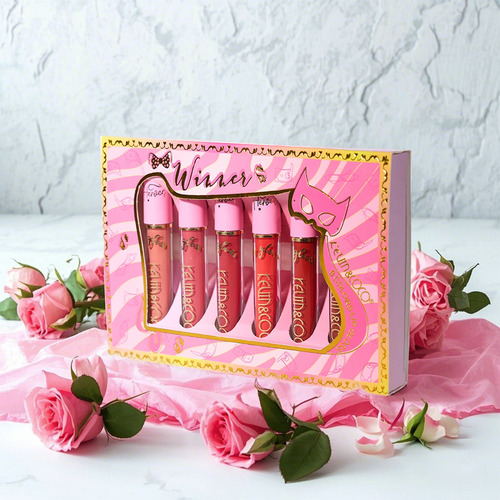 Set Maquillaje De 6 Brillo Labial -el Gato Gana- Kevin&coco