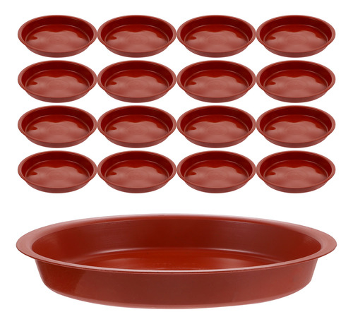 Base Para Maceta Redonda, 20 Unidades (borde Plano Rojo, Núm