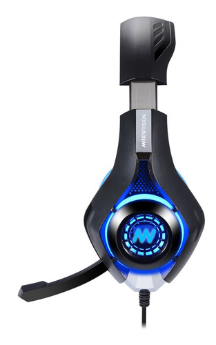 Imagen 4 de 6 de Auriculares Gamer Newvision Nw400 Negro Y Azul Con Luz Led