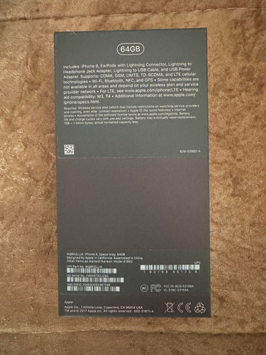 Iphone 8 64 Gb Gris Espacial Liberado + Vidrio Templado Negro (Usado)